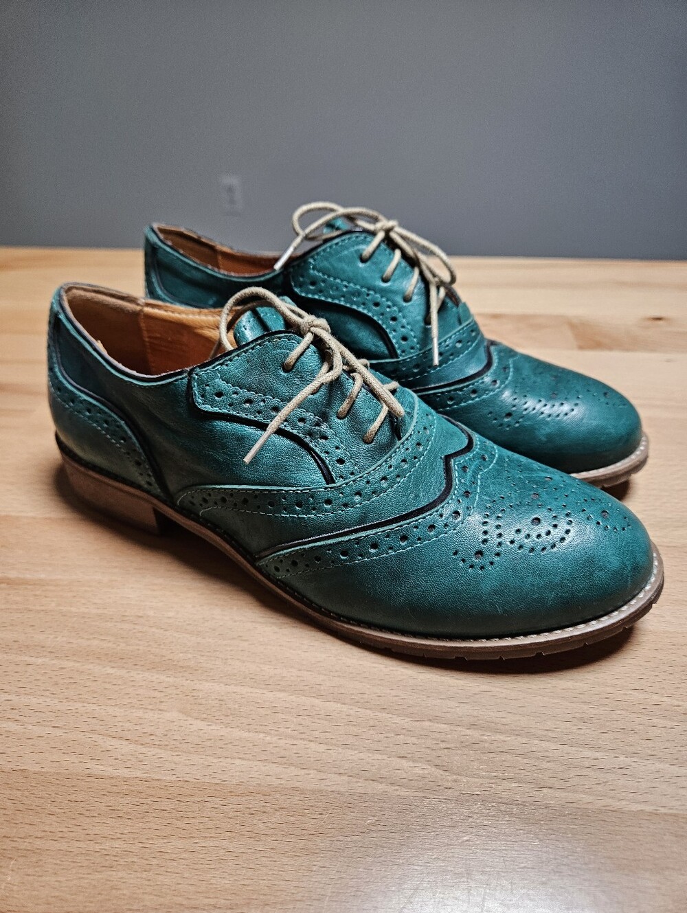 Embassy London Brick Lane Women’s Oxford Leather Shoes Aqua EU 38